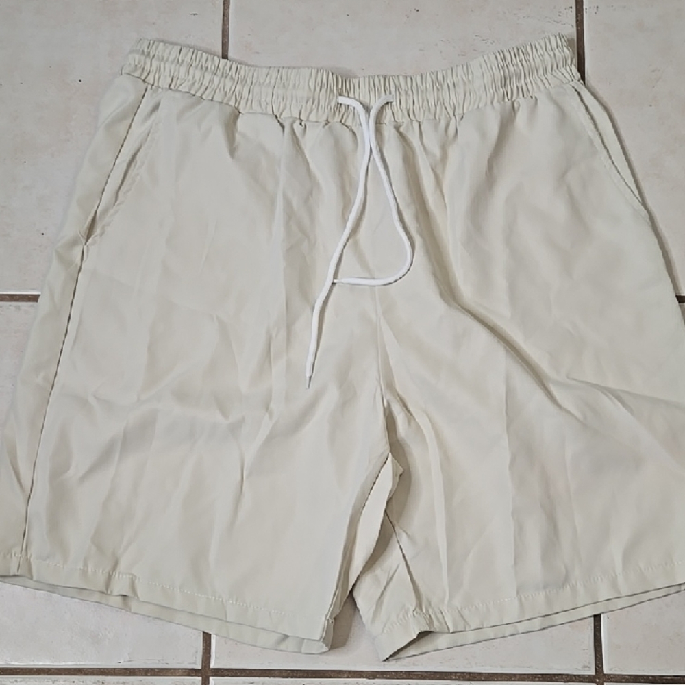 Beige Casual Shorts with Drawstring